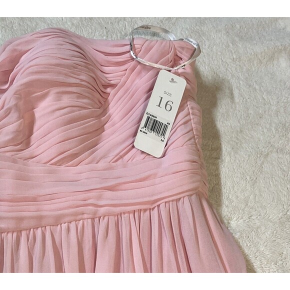 NWT Donna Morgan Collection Chiffon Formal Dress Sz 16 Pink Sweetheart Strapless - Picture 1 of 13